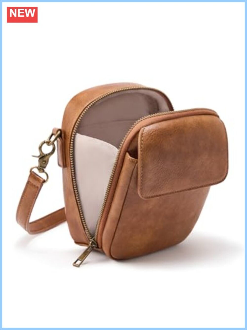 Vegan Leather Crossbody Bag RFID Cell Phone Purse with Card Slots